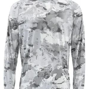 Simms Solarflex LS Crew Graphic Prints Langarmhemd cloud camo grey-