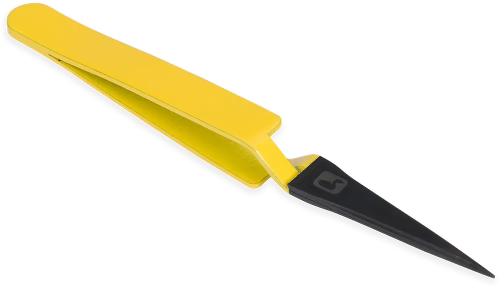 Loon Mini Straight D-Loop Tweezer - Yellow - Pinzette - gerade-