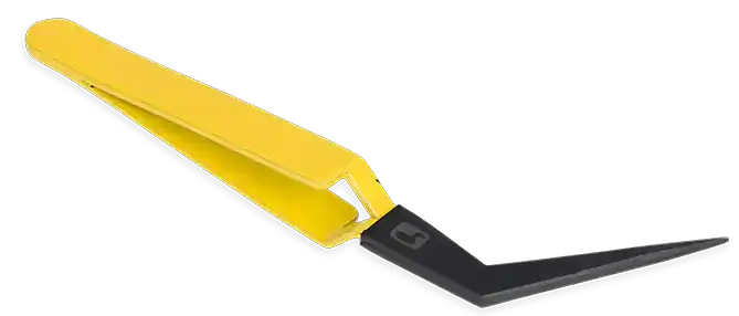 Loon Mini Curved D-Loop Tweezer - Yellow - Pinzette - gebogen-