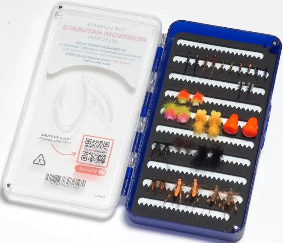 Fulling Mill Ultimate Reservoir Naturals Stillwater Fliegenset mit Fliegenbox-