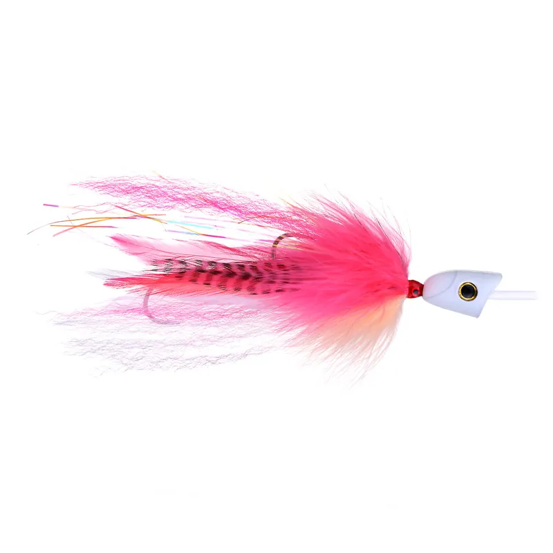 Superflies Pink & White Sailfish Tubefly with additional Popperhead and Rig-