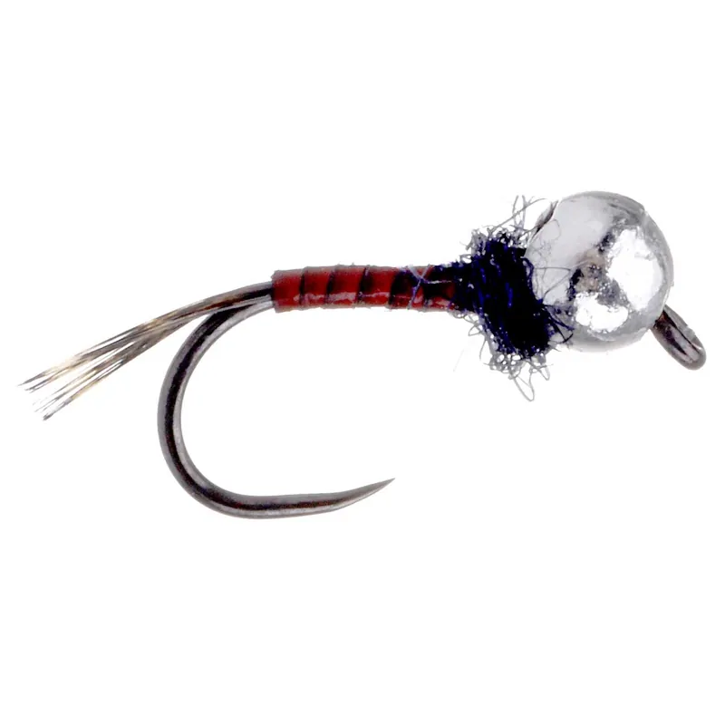 adh-fishing Nymphe - Hair Nymph Red Quill Special One Silver Tungsten Bead- 14