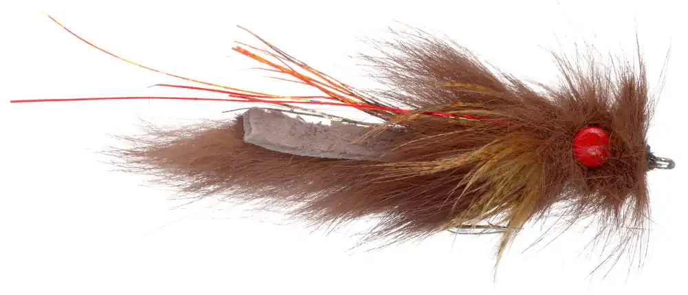 Fulling Mill Streamer Schultzy's Red Eye Leech Brown #4-