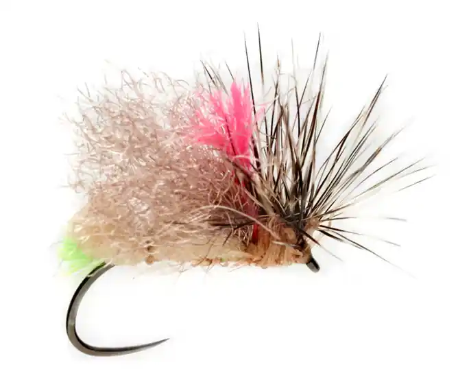Fulling Mill Tactical Dry Flies Olsen's Foam Front End loader Caddis Tan Barbless Trockenfliege- 12