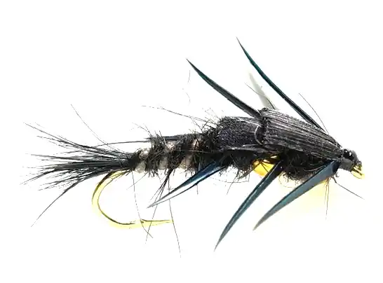 Fulling Mill Golden Nugget Stonefly Creeper Black #10 Steinfliege-