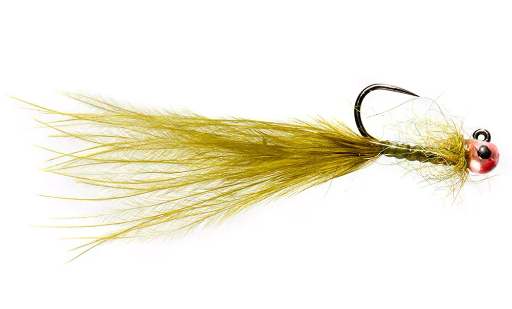 Fulling Mill Tactical Balanced Leech Micro Balanced Bung Damsel Olive #14 - 3mm Red Spot Barbless-