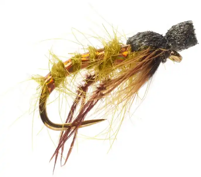 Fulling Mill Tactical Stillwater Dryflies Jenkin's Popper Hopper Olive Barbless Trockenfliege- 10