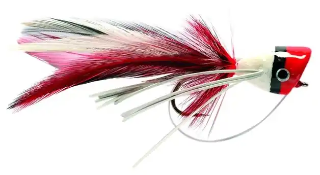 Fulling Mill Streamer - Bass Popper red & white-