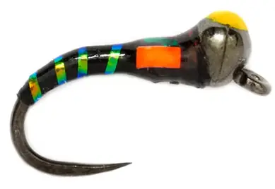Fulling Mill Bung Buzzer Black Yellow Spot Nymph Barbless-