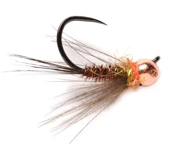 Fulling Mill Nymphe - CDC Hot Spot Pheasant Tail Jig Orange Barbless- 18