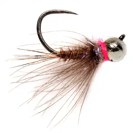 Fulling Mill Nymphe - CDC Hot Spot Pheasant Tail Jig Grayling Pink Barbless- 18