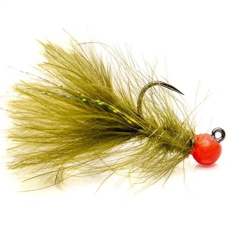 Superflies Tungsten Nymphe CDC Jig Leech Olive Hot Head- 14