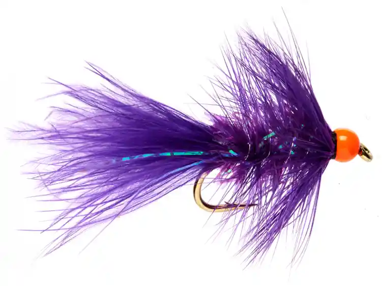 Fulling Mill Streamer - Shimmer Bugger Purple & Orange Bead- 6