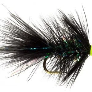 Fulling Mill Streamer - Shimmer Bugger Black & Chartreuse bead-                                                                                                                                                                                                                        6