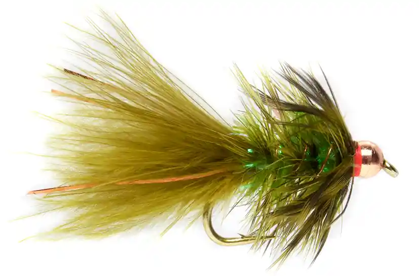 Fulling Mill Streamer - Shimmer Bugger Olive & Grizzly- 8