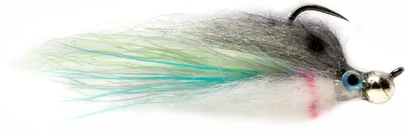 Fulling Mill Streamer Barbless - Jiggy Fat Minnow grey & white-