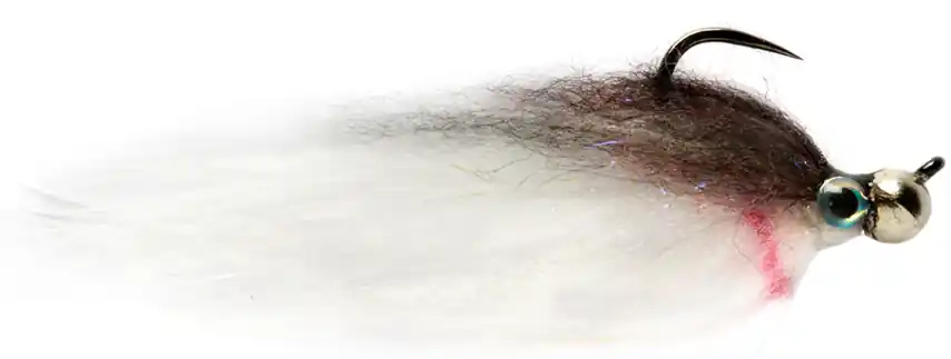 Fulling Mill Streamer Barbless - Jiggy Fat Minnow brown & white-