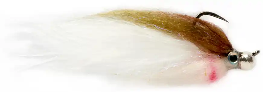 Fulling Mill Streamer Barbless - Jiggy Fat Minnow olive & white-