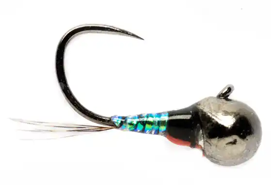 Fulling Mill Nymphe - Croston's FMJ Micro Perdigon Black Widow Barbless-