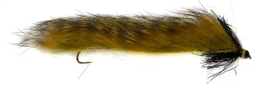 Fulling Mill Streamer - Snake Bead Head Olive Barbless- 5 cm