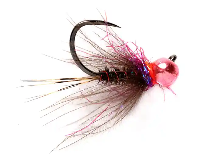 Fulling Mill Nymphe - CDC Hot Spot Pheasant Tail Jig Purple Barbless- 18