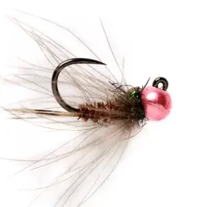 Fulling Mill Nymphe - CDC Pheasant Tail Jig Pink Barbless- 16