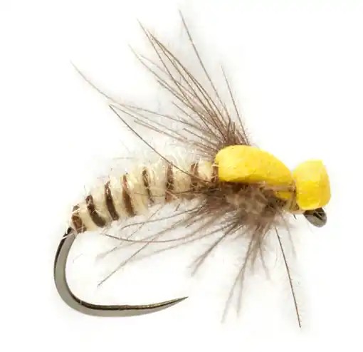 Fulling Mill Trockenfliege - Procter's Spent Caddis Cream Yellow Barbless-