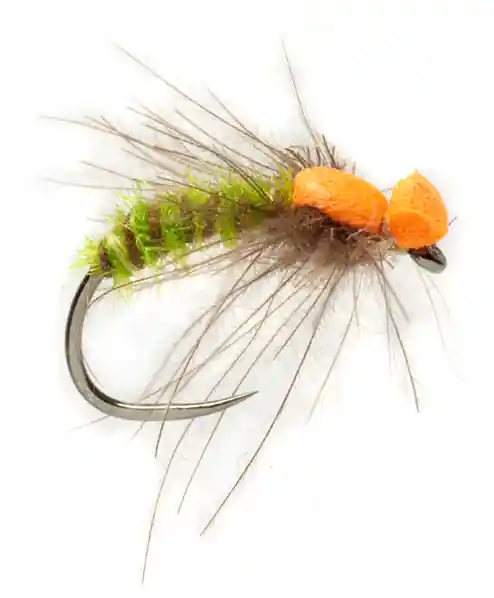 Fulling Mill Trockenfliege - Procter's Spent Caddis Green Orange Barbless-