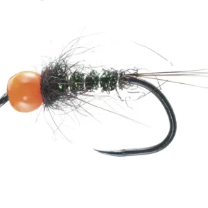 Soldarini Fly Tackle Tungsten Nymphe - Black Orange Bead- 14