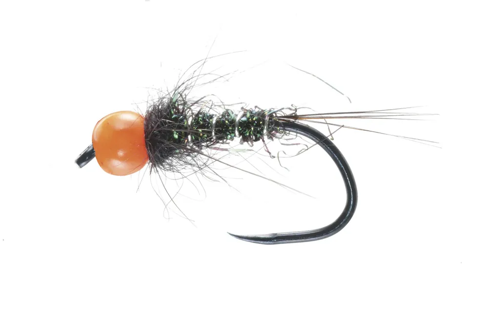 Soldarini Fly Tackle Tungsten Nymphe - Black Orange Bead- 14