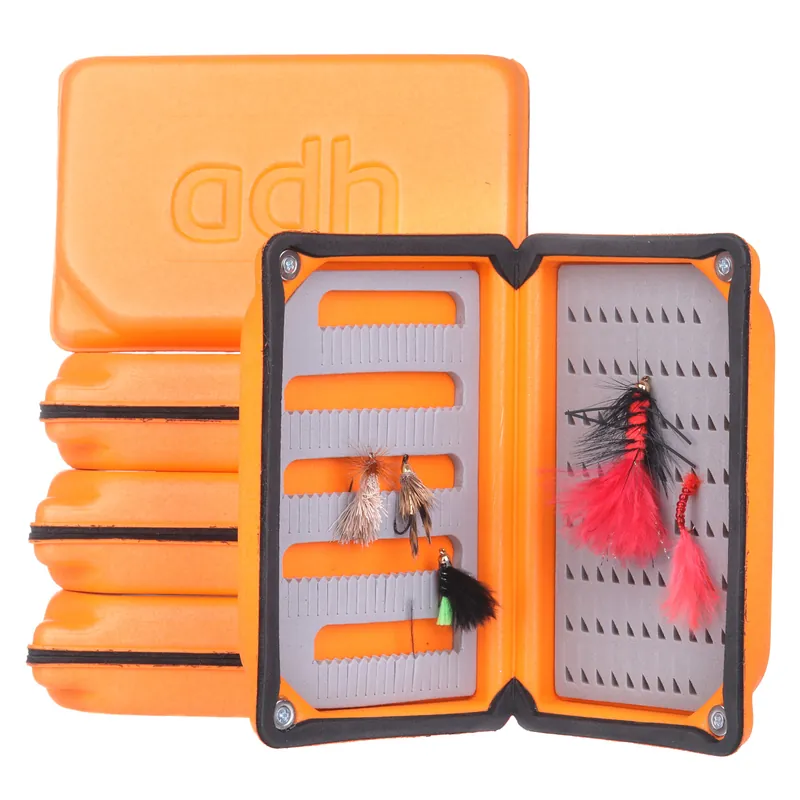 adh-fishing Foam Fly Box Fliegendose Medium Ultralight Rainproof orange-