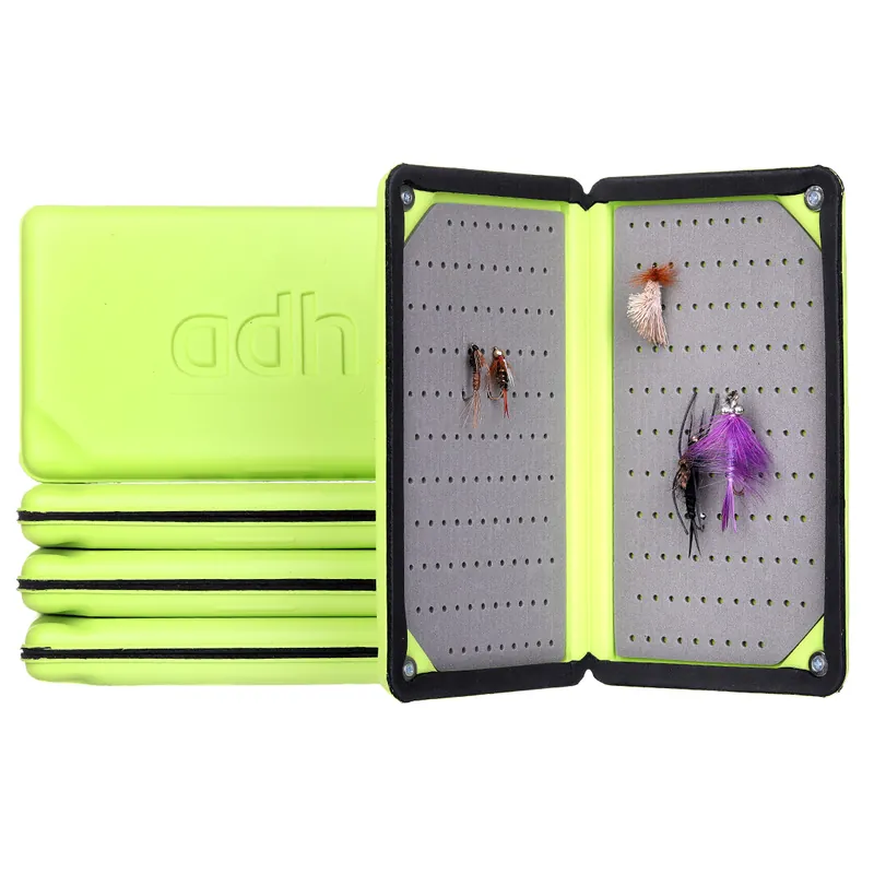 adh-fishing Foam Fly Box Fliegendose Nymph Ultralight Rainproof chartreuse-
