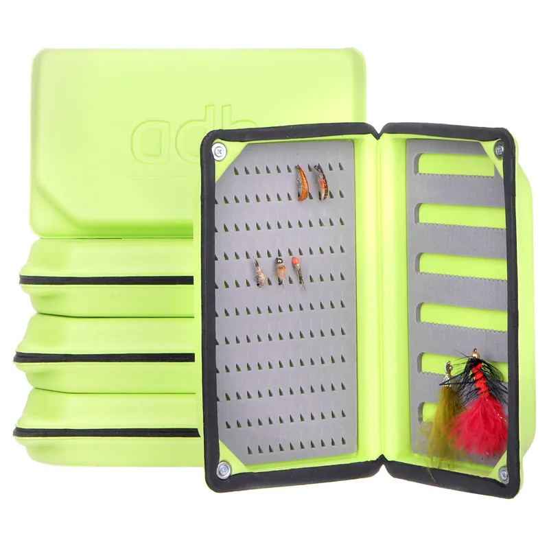 adh-fishing Foam Fly Box Fliegendose Large Ultralight Rainproof chartreuse-