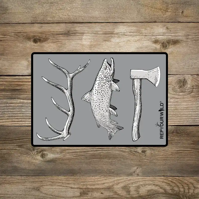 RepYourWater Sticker Hunt Fish Camp Medium-