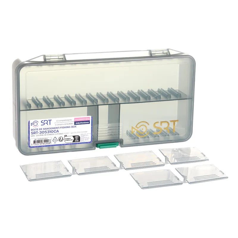 Fliegenbox, Kunstköderbox und Kleinteilebox 10 Fächer, 6 Einteiler 20,8 x 11,1 x 4,2 cm-