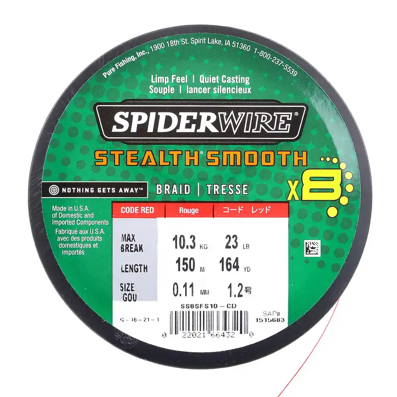 SpiderWire Stealth Smooth X8 150 m code red 8 - Fach geflochtene Schnur- 0,07 mm